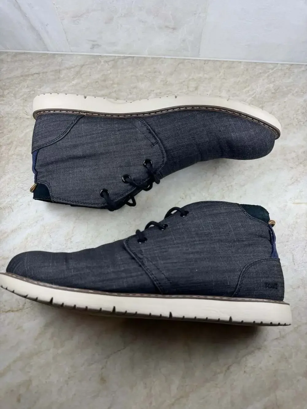 TOMS Navi Chukka Boots Men’s 10.5 Black Crosshatch Canvas Casual Lace Up